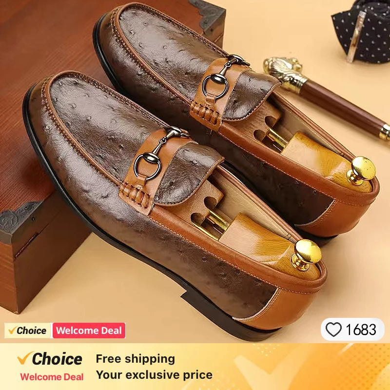 Mocassin Croco Marron Homme