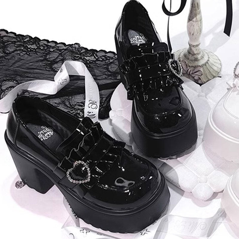Mocassin Vernis Femme Plateforme Noir
