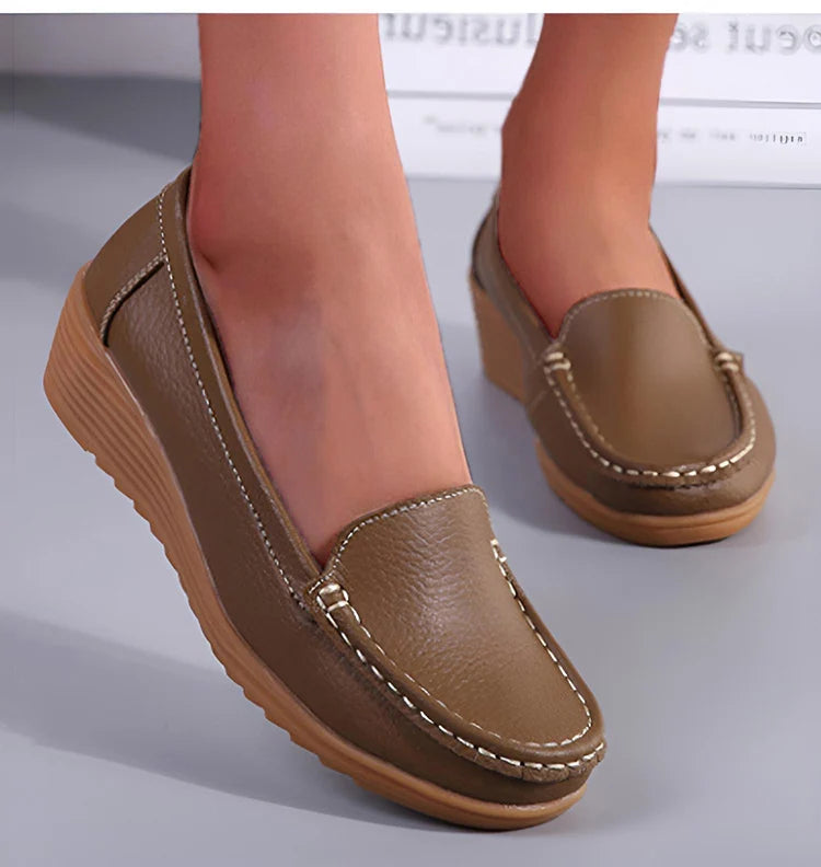 Leather Shoes For Women Flats White Black Loafers With Heels Shoes Casual Women's Moccasins Slip On Flat Shoes Summer Footwear