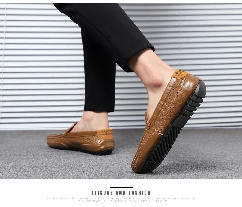 Mocassin Perforé Homme Bleu