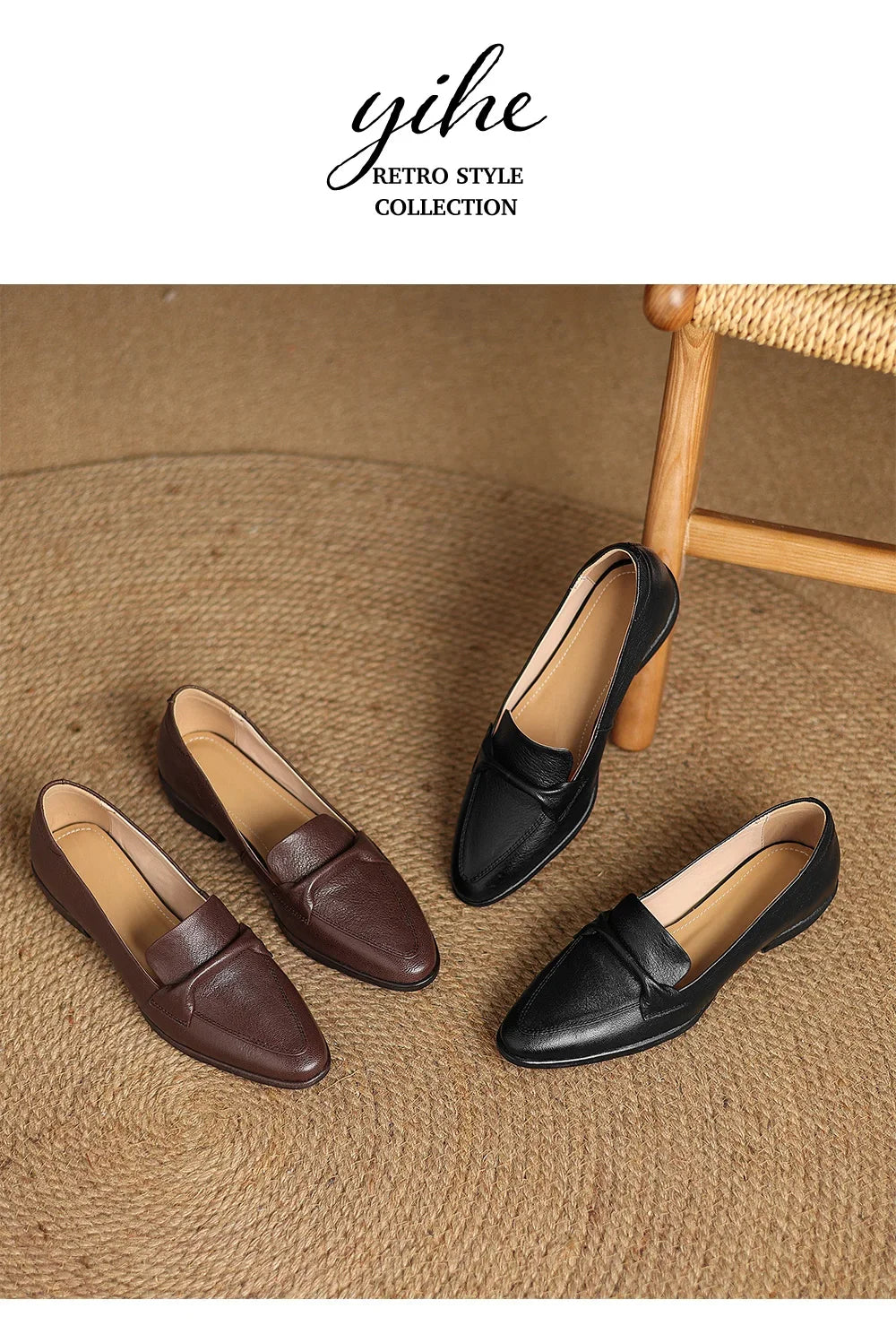 2025 spring autumn women pumps natural leather 22-25cm soft sheepskin+cowhide+pigskin pointed toe thick heel loafers women shoes