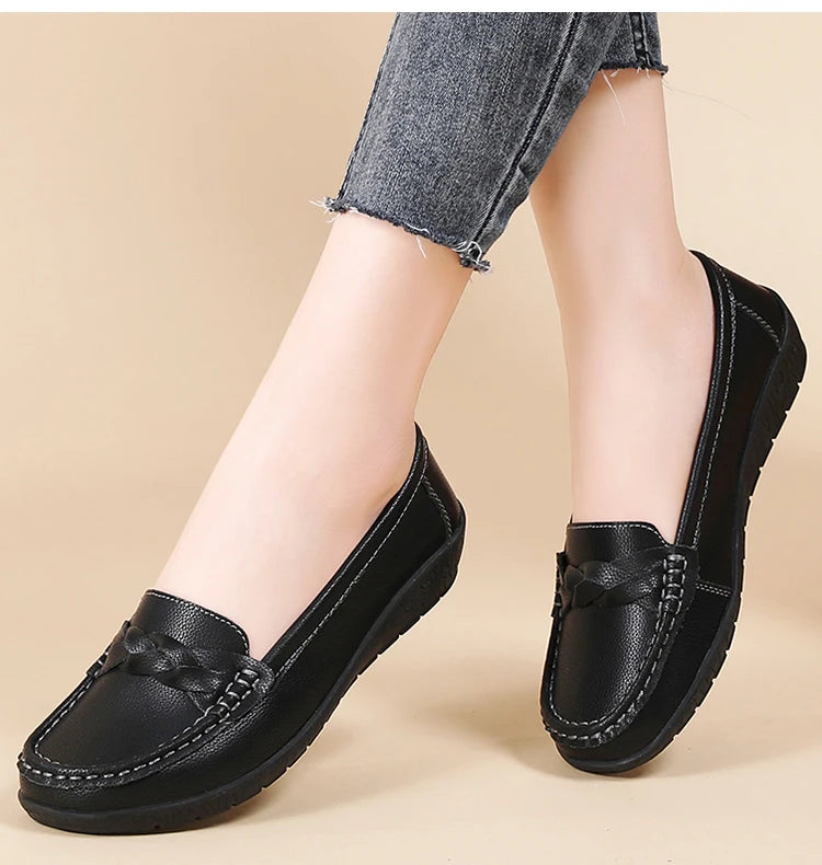 Women Shoes Soft Leather Women's Loafer 2025 New Flats Slip On Casual Shoes Flat Shoes Women White Footwear Zapatos De Mujer