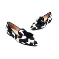 Cow Print Pointed Toe Loafers Women Shoes Tassel Slip‑on Casual Flat Shoes