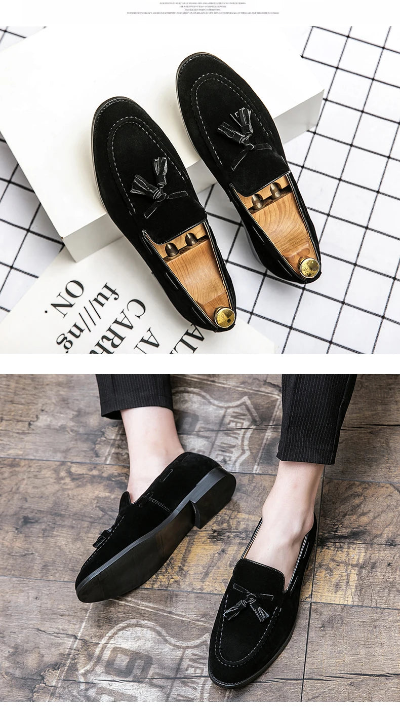 Men Casual Shoes Classic Flat Loafers Male Tassel Casual Business Leather Shoes Man Social Party Formal Loafers Male