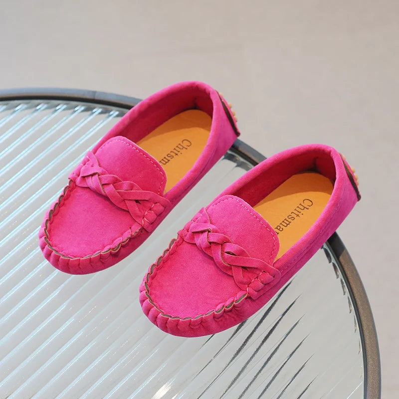 Boys Flat Leather Shoes Fashion Kids Flats Loafers Slip-on Moccasins Classic Children Party Shoes Soft Breathable Classic Braid