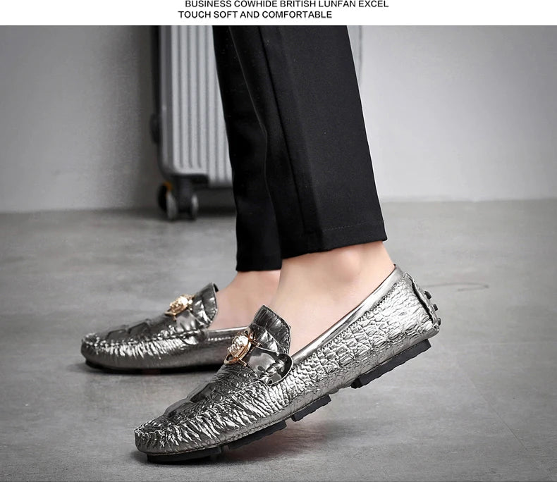 Mocassin Argenté Homme