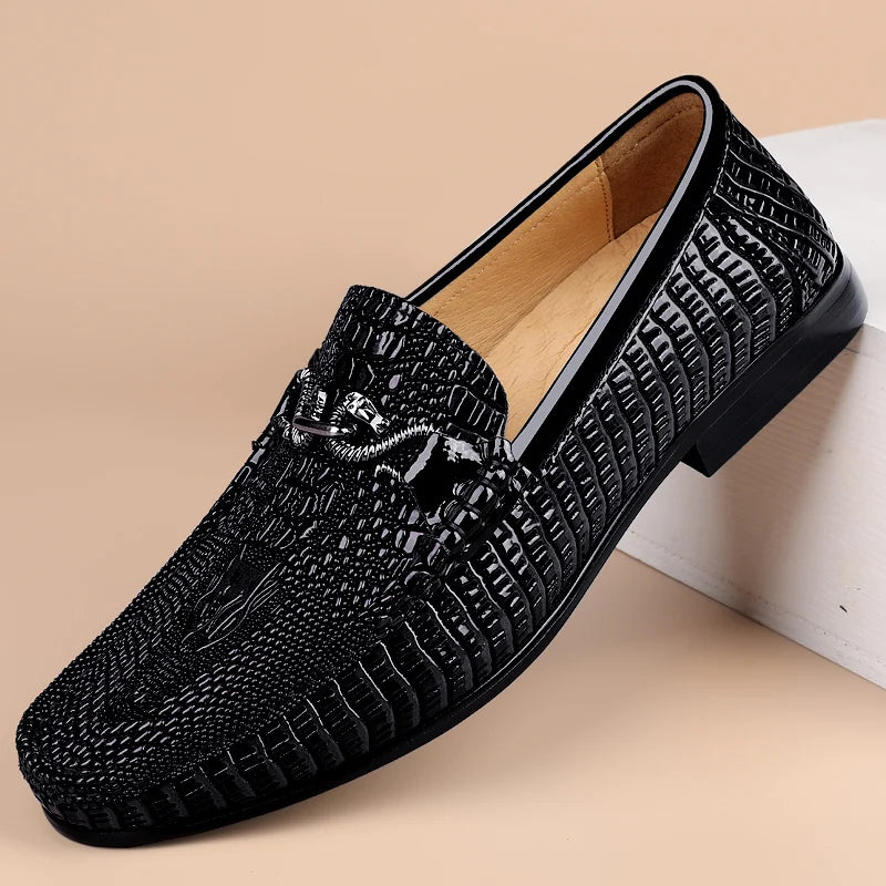 Mocassin Croco Homme Noir