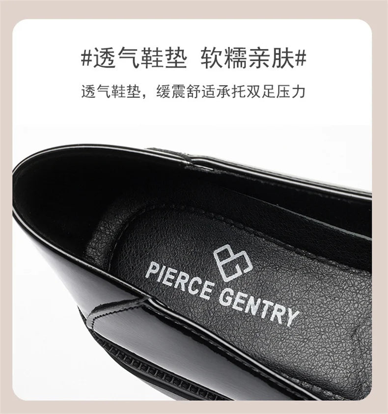 Spring Comfortable British Style Shallow Bright Leather Loafers Women Pumps  Square Heels Chunky Platform Shoes Office Size35-41