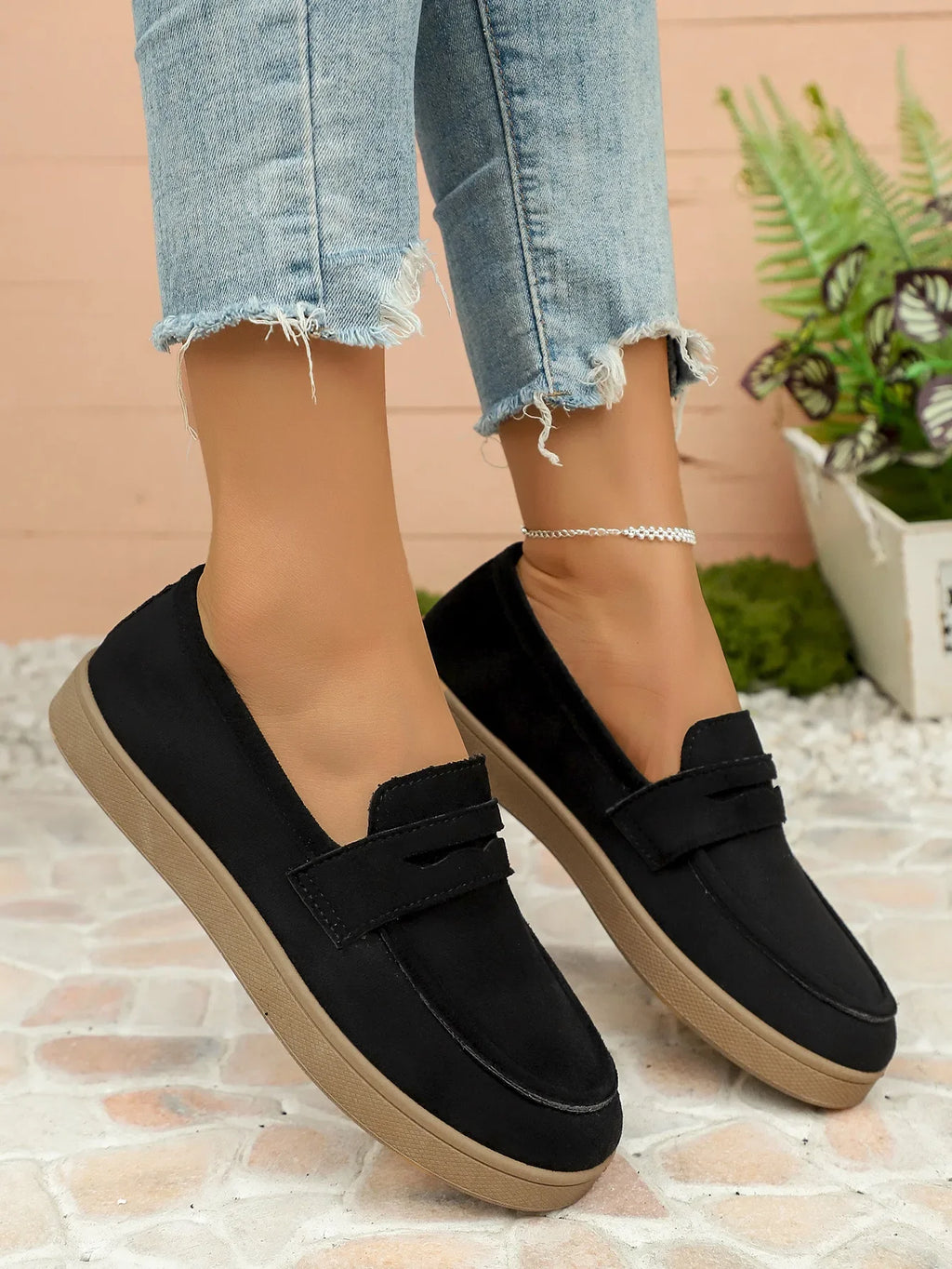 Women's Tassel Slip on Loafers Fashion Comfort Outdoor Flats Casual Shoes Daily Walking Shoes British Style Suede Sneakers 43