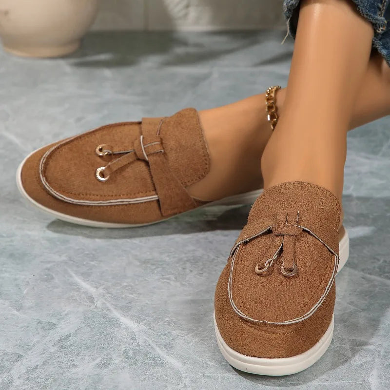 2025 New Casual Flat Bottom Lock Tassel Loafers Fashion Women Single Shoes Brand Metal Buckle Slipper Comfortable Slip on Shoes