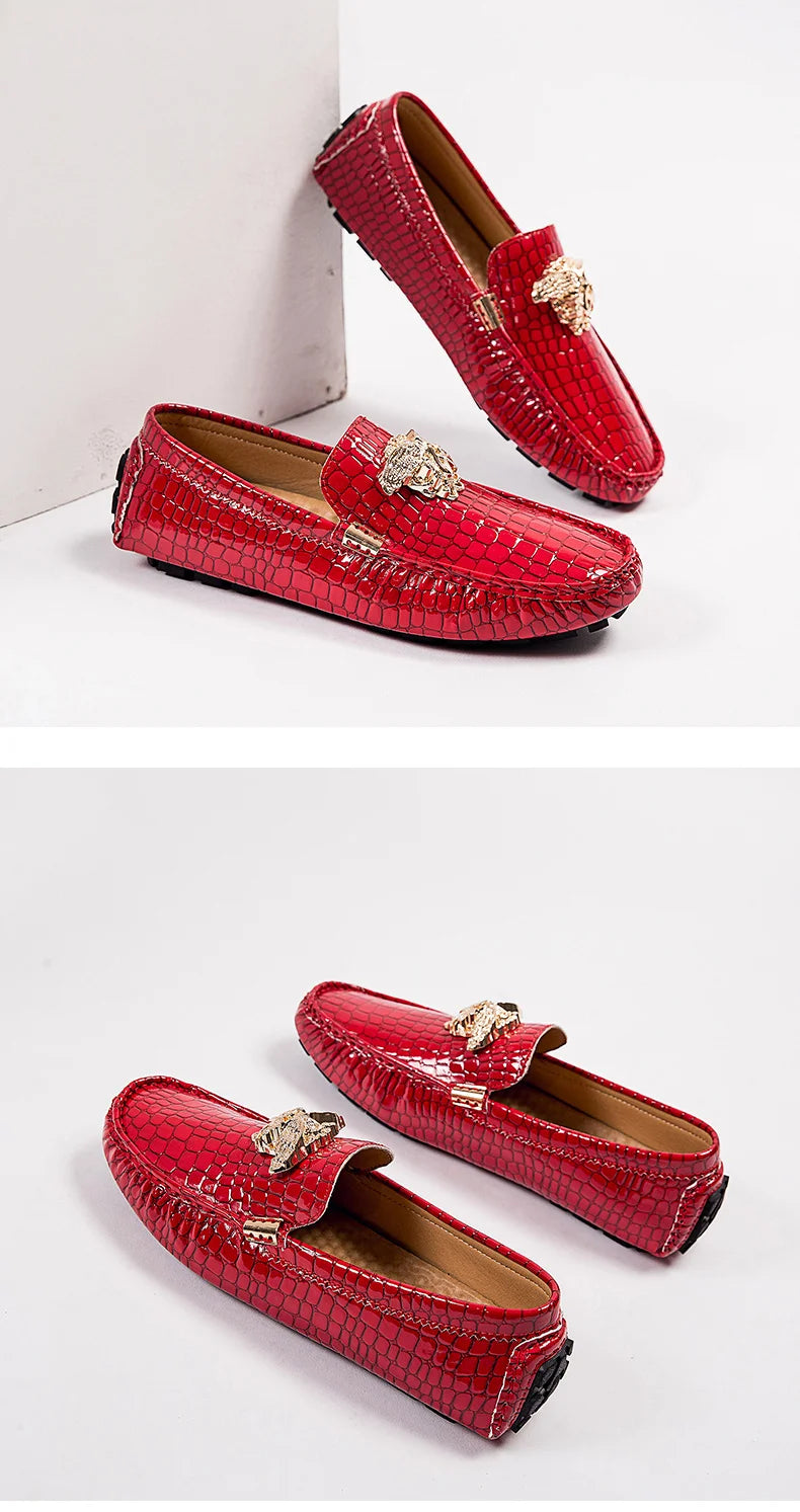 Mocassin Croco Rouge Homme