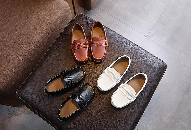 Boys Shoes Spring Autumn Kids Oxfords Boys Slip-on Flats Soft PU Leather Shoes Toddler Black White Loafers For Boy