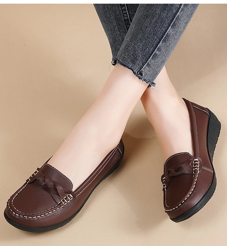 Women Shoes Soft Leather Women's Loafer 2025 New Flats Slip On Casual Shoes Flat Shoes Women White Footwear Zapatos De Mujer