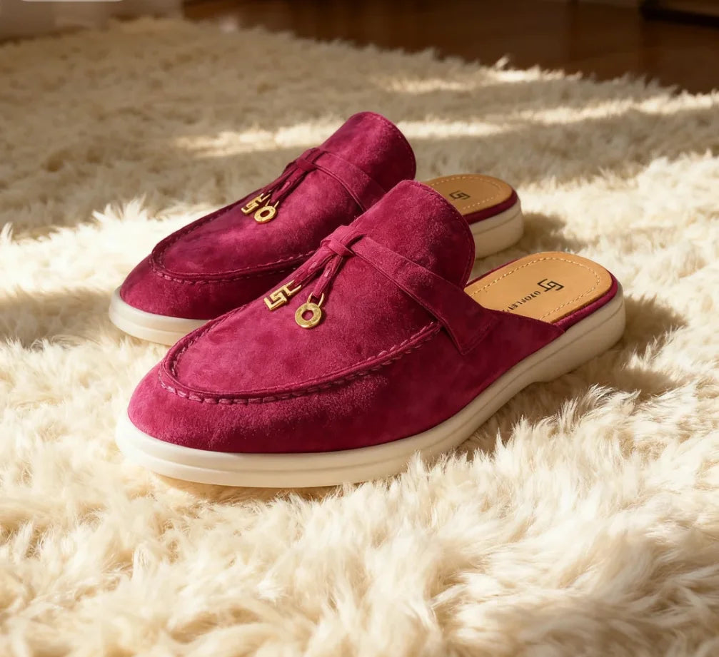 Luxury Designer Tassel Suede Leather Loafers for Women Slip On Slippers Flat Shoes Work Walking Shoes High Quality，GJ Brand 44