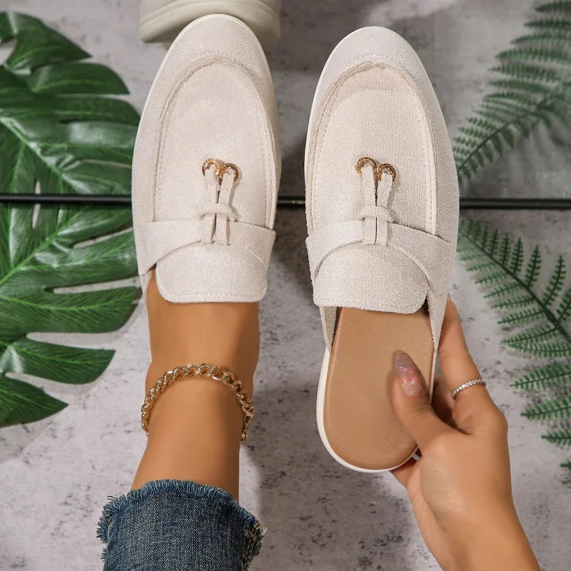 2025 New Casual Flat Bottom Lock Tassel Loafers Fashion Women Single Shoes Brand Metal Buckle Slipper Comfortable Slip on Shoes