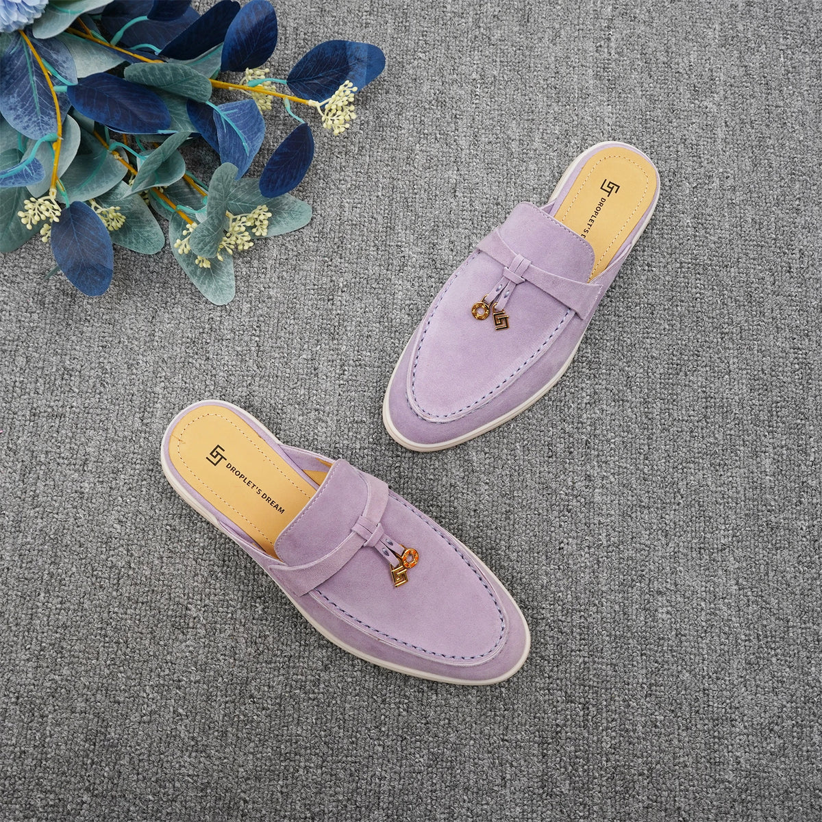 Luxury Designer Tassel Suede Leather Loafers for Women Slip On Slippers Flat Shoes Work Walking Shoes High Quality，GJ Brand 44