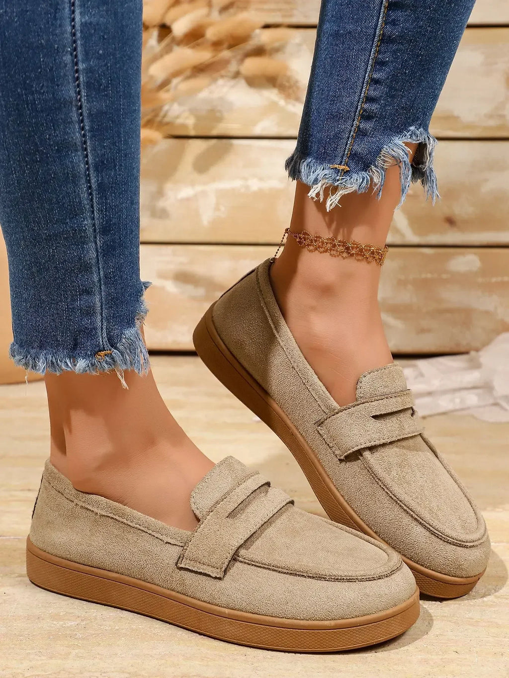 Women's Tassel Slip on Loafers Fashion Comfort Outdoor Flats Casual Shoes Daily Walking Shoes British Style Suede Sneakers 43