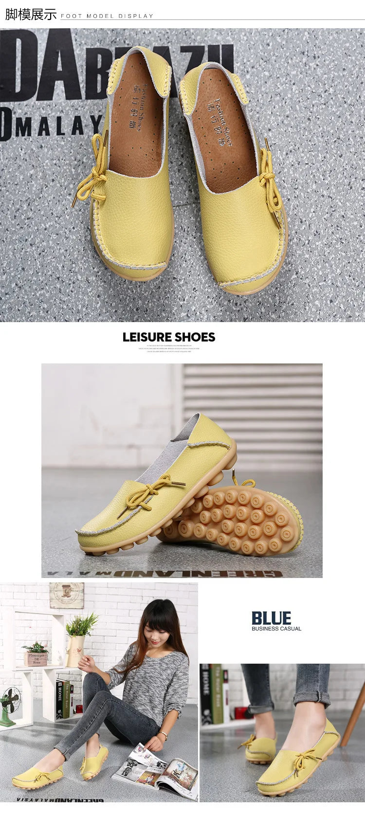 New Moccasins Women Flats 2026 Autumn Woman Loafers Genuine Leather Female Shoes Slip On Ballet Bowtie Women's Shoes Big Size