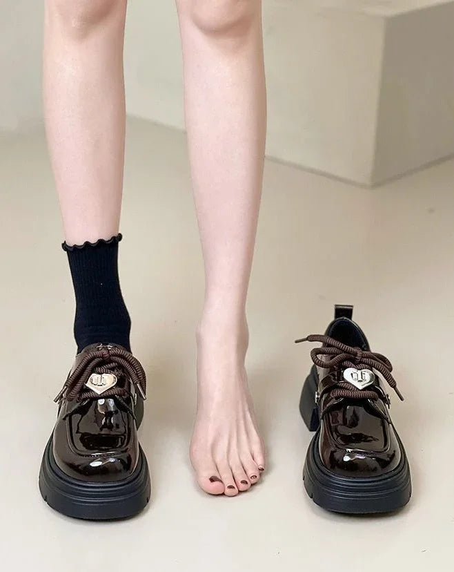 Shoes for Women Loafers Round Toe Block Heel Moccasins Woman Pumps Korean Style Chic Point With Discount Beau Today Young Casual