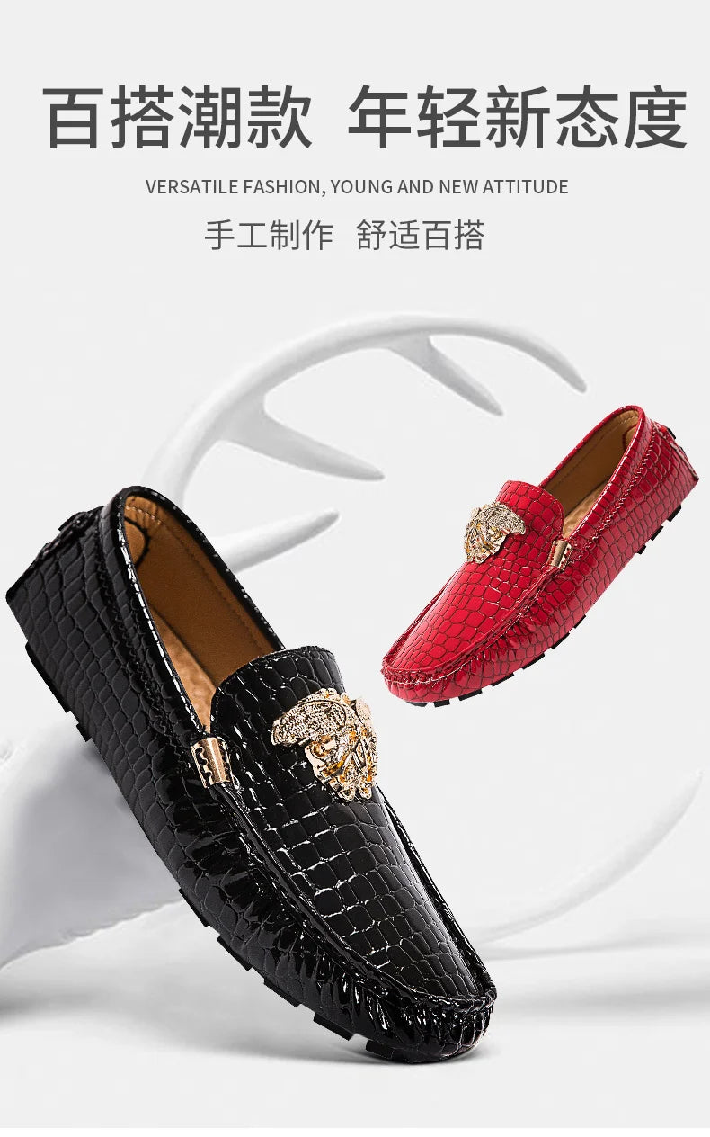 Mocassin Croco Rouge Homme