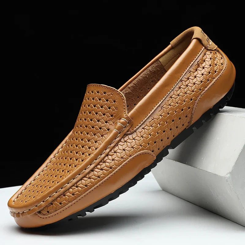 Mocassin Perforé Homme Bleu