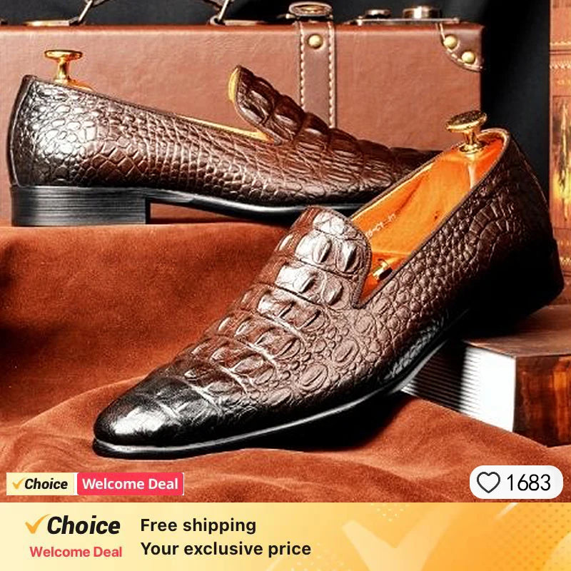 Mocassin Croco Marron Homme