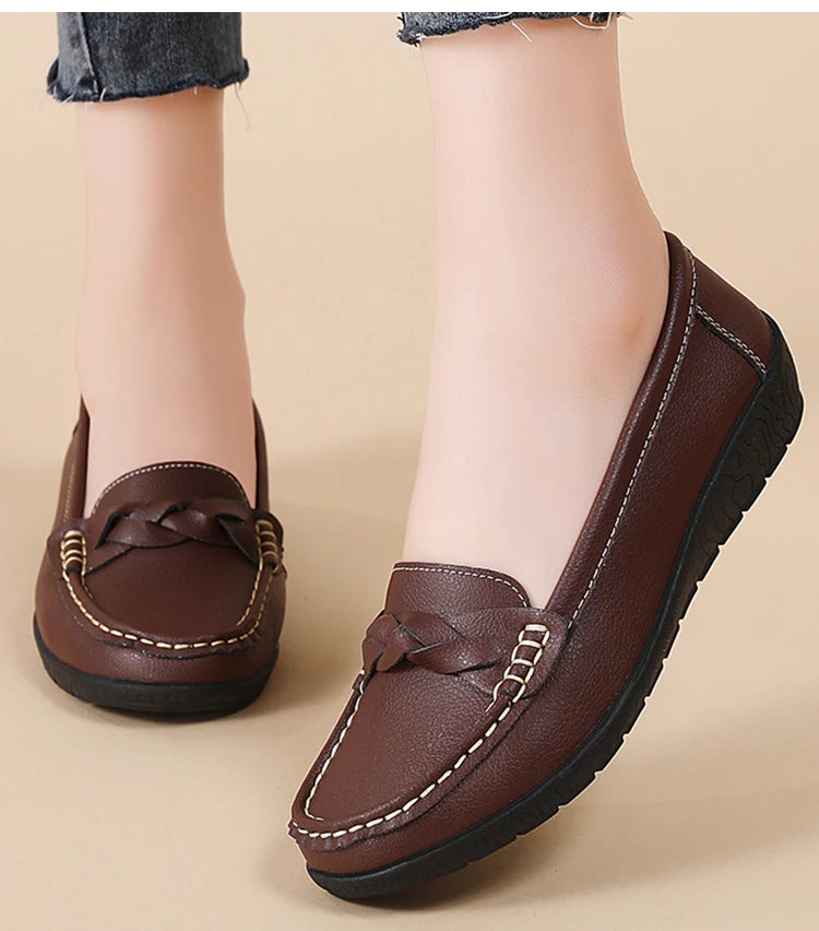 Women Shoes Soft Leather Women's Loafer 2025 New Flats Slip On Casual Shoes Flat Shoes Women White Footwear Zapatos De Mujer