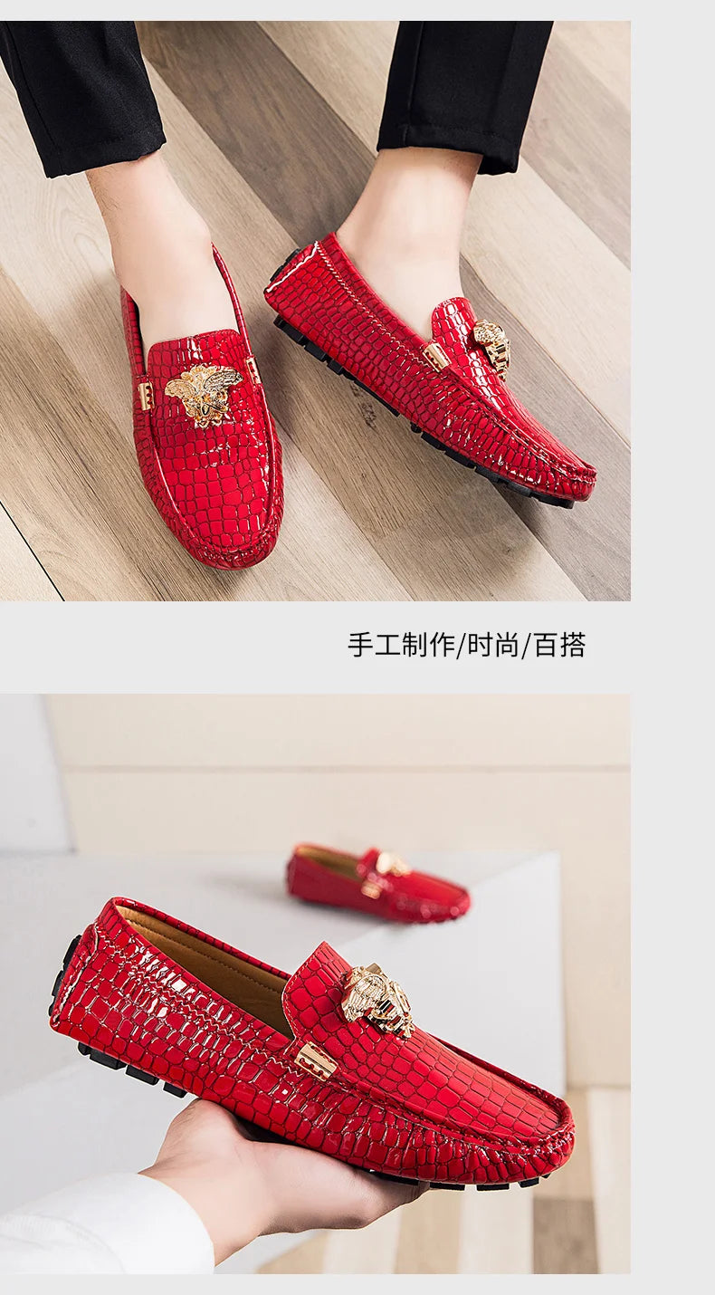 Mocassin Croco Rouge Homme