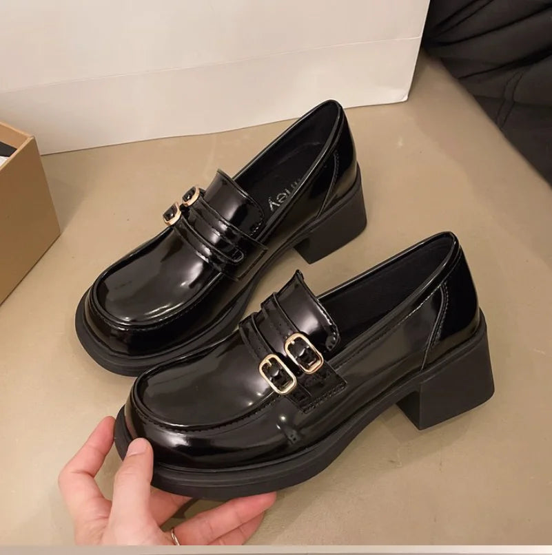 College Style Women Loafer Fashion Shallow Slip Vintage Female Elegant Thick Heel Commuting Mary Jane Shoes Ladies Dress Pumps