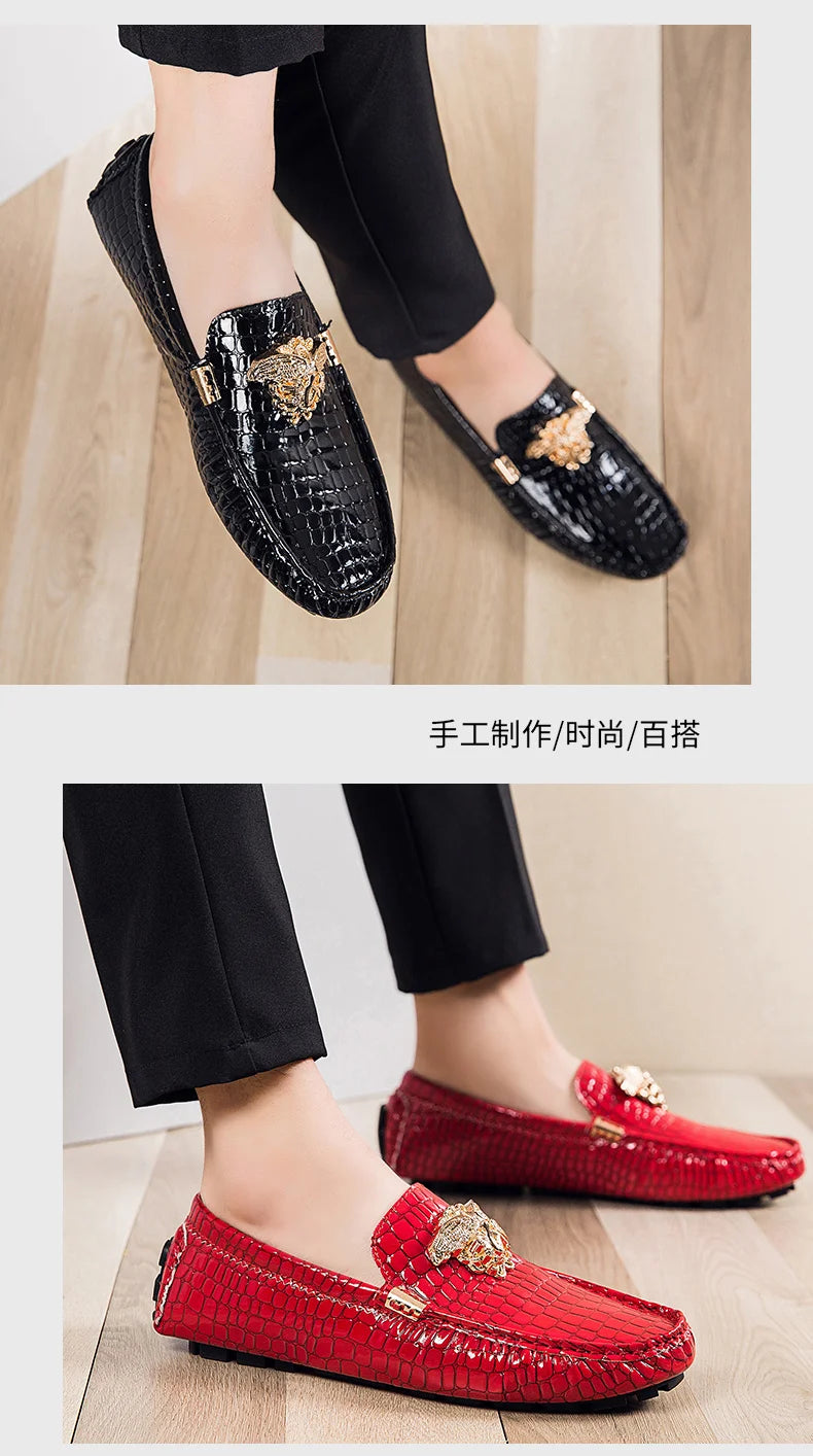 Mocassin Croco Rouge Homme