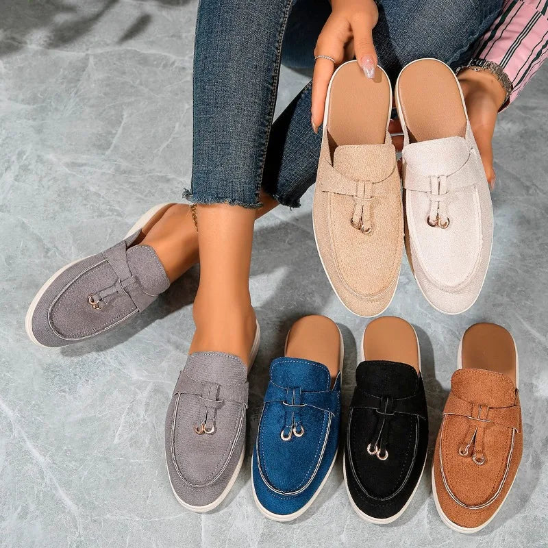 2025 New Casual Flat Bottom Lock Tassel Loafers Fashion Women Single Shoes Brand Metal Buckle Slipper Comfortable Slip on Shoes