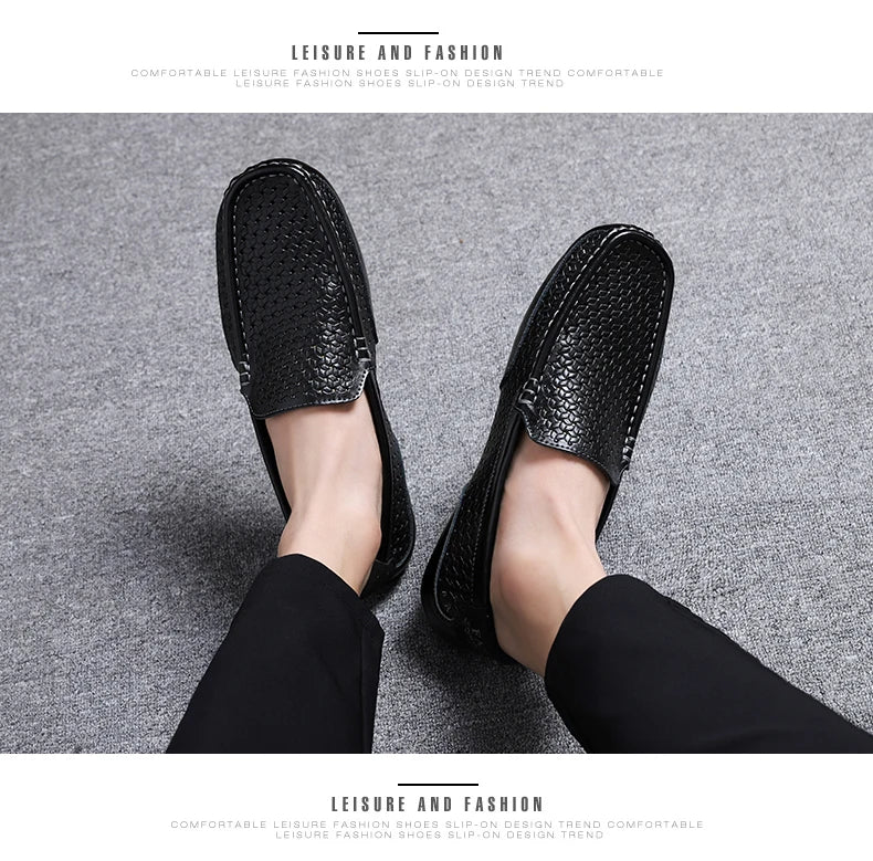 Mocassin Perforé Homme Bleu