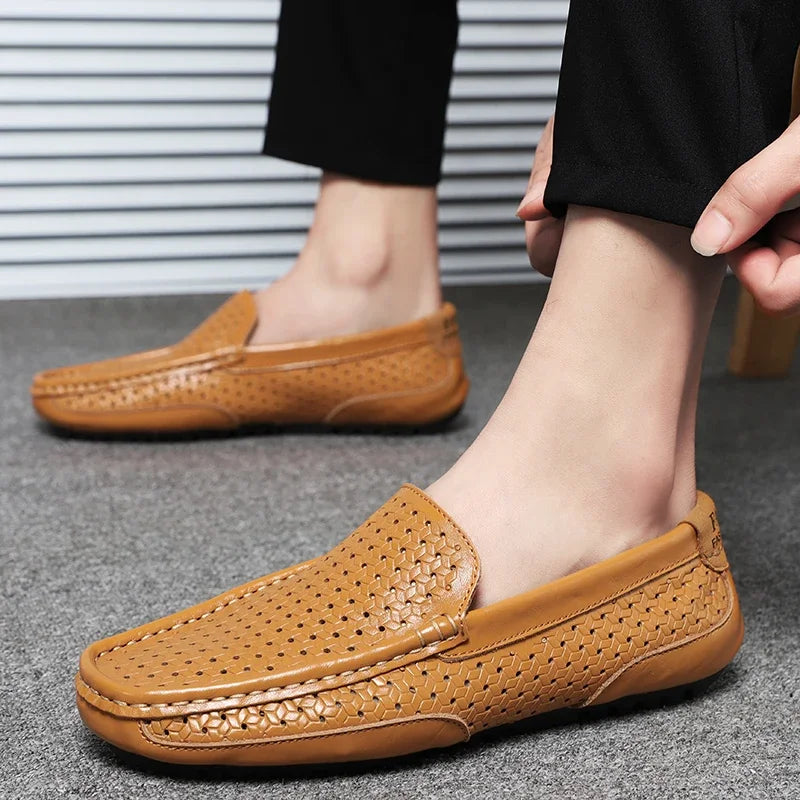 Mocassin Perforé Homme Bleu