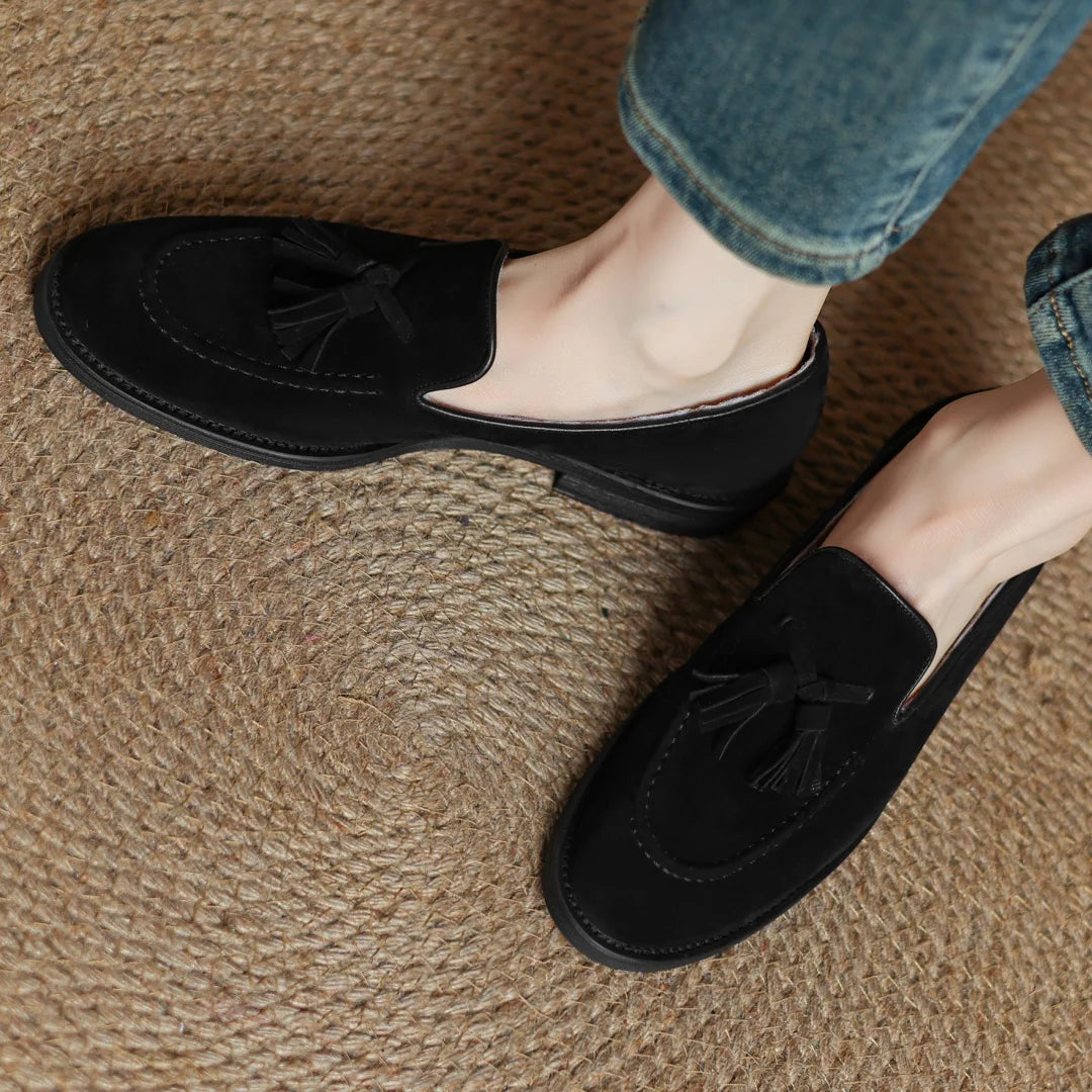 Women's natural suede leather fringe slip-on flats loafers leisure soft comfortable casual female moccasins shoes for woman sale