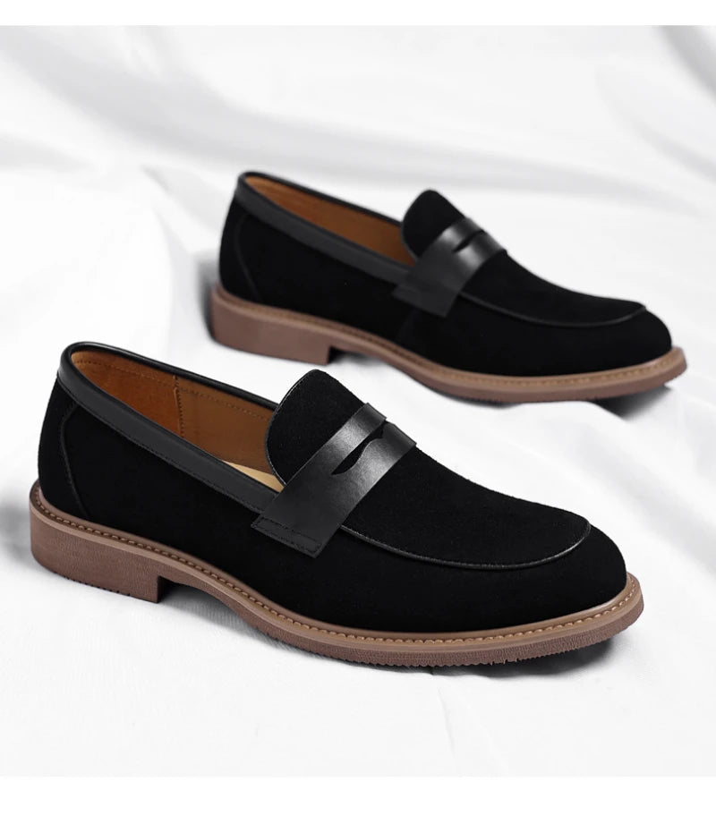 Men Loafer Shoes 2026 New Retro Nubuck Leather Shoes British Style Slip On Lazy Single Shoes Business Casual Leather Shoes For M