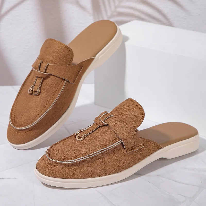 2025 New Casual Flat Bottom Lock Tassel Loafers Fashion Women Single Shoes Brand Metal Buckle Slipper Comfortable Slip on Shoes