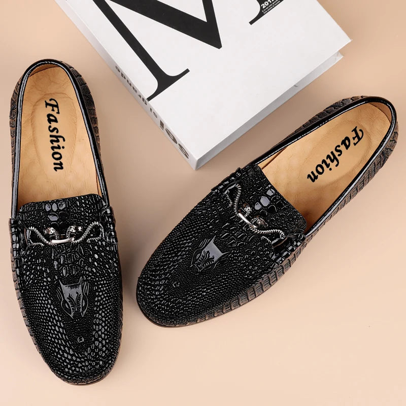Mocassin Croco Homme Noir