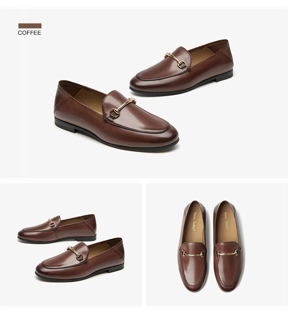 BEAUTODAY Dress Shoes Women Loafers Cow Leather Sheepskin Rubber Formal Business Suit Ladies 2025 Spring Autumn Handmade 27171