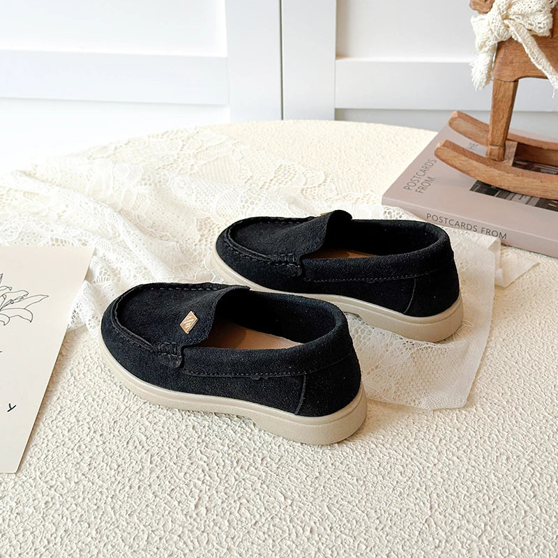 Spring Boy's Loafers Sewing Slip-on Handsome Daily Kid's Flat Shoe Solid Colors Anti-slip Fashion Comfy Children Shoes 7-12Y