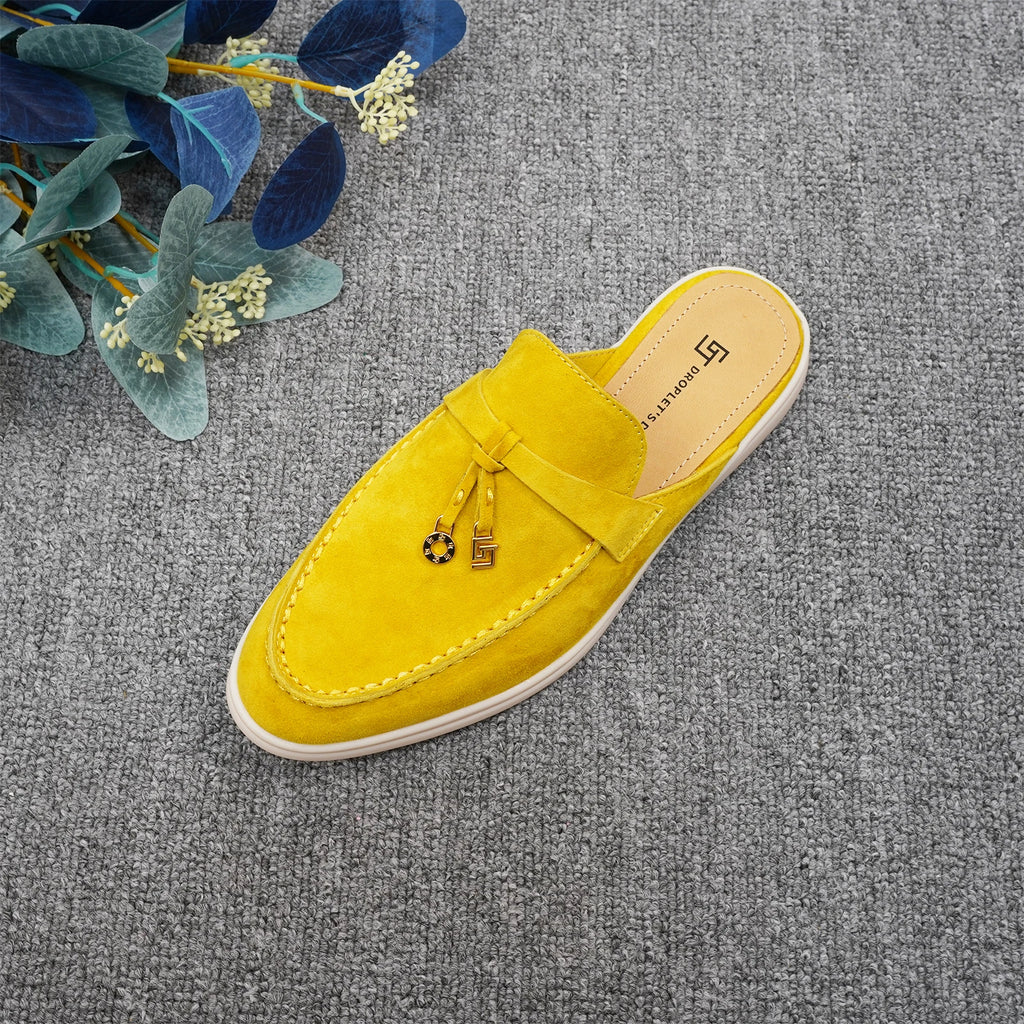 Luxury Designer Tassel Suede Leather Loafers for Women Slip On Slippers Flat Shoes Work Walking Shoes High Quality，GJ Brand 44