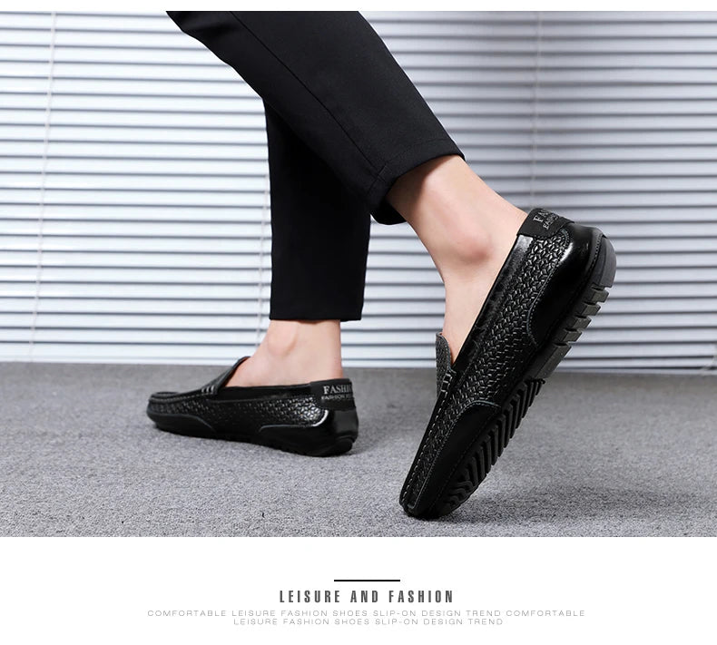 Mocassin Perforé Homme Bleu