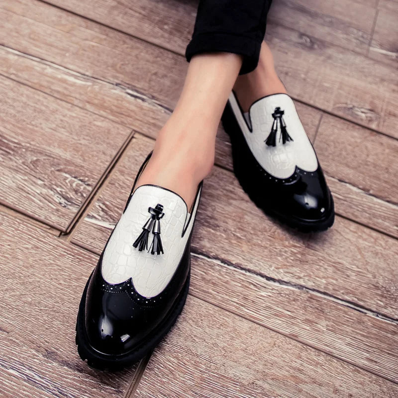 Fashion Shoes Office Shoes Slip-on Shoe Mens Leather Shoe Berathable Moccasins Fringed Men Shoes 2025 New Zapatos Para Hombres