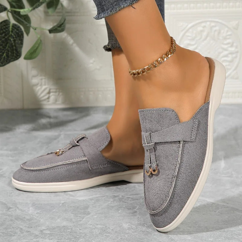 2025 New Casual Flat Bottom Lock Tassel Loafers Fashion Women Single Shoes Brand Metal Buckle Slipper Comfortable Slip on Shoes