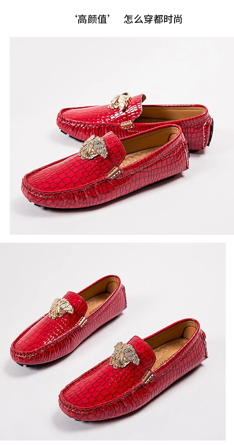 Mocassin Croco Rouge Homme