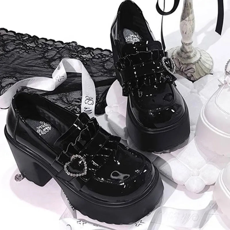 Mocassin Vernis Femme Plateforme Noir