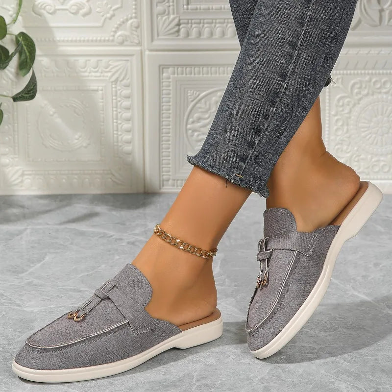 2025 New Casual Flat Bottom Lock Tassel Loafers Fashion Women Single Shoes Brand Metal Buckle Slipper Comfortable Slip on Shoes