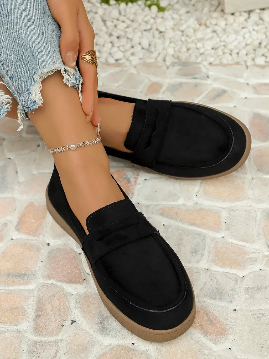 Women's Tassel Slip on Loafers Fashion Comfort Outdoor Flats Casual Shoes Daily Walking Shoes British Style Suede Sneakers 43