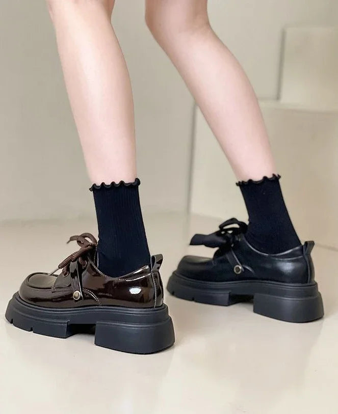 Shoes for Women Loafers Round Toe Block Heel Moccasins Woman Pumps Korean Style Chic Point With Discount Beau Today Young Casual