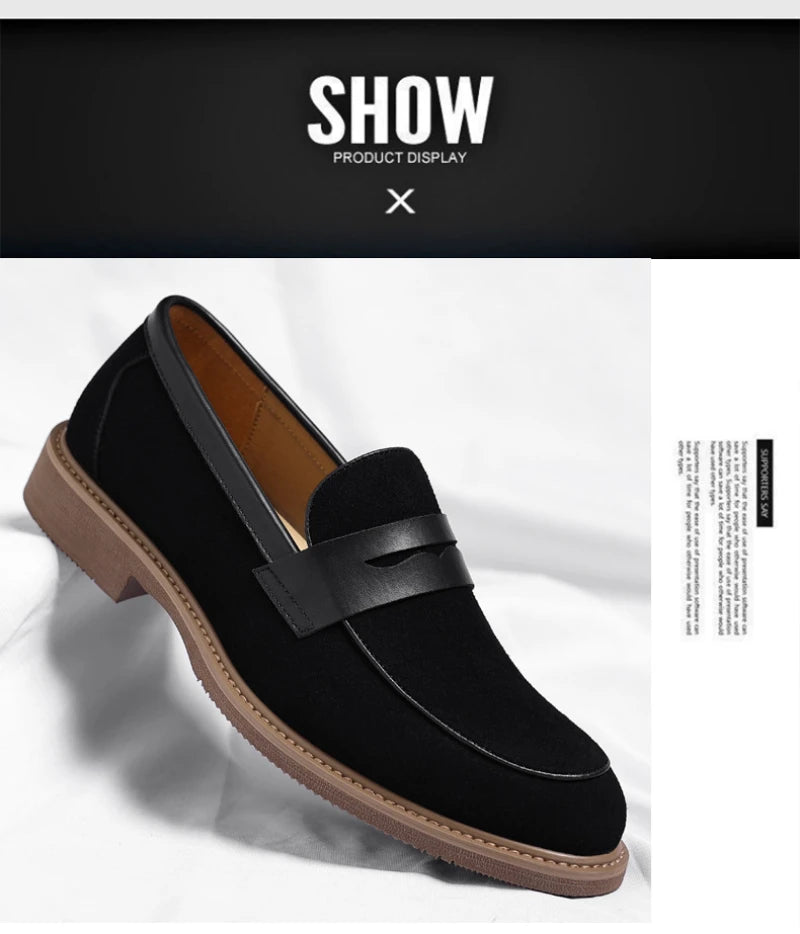 Men Loafer Shoes 2026 New Retro Nubuck Leather Shoes British Style Slip On Lazy Single Shoes Business Casual Leather Shoes For M