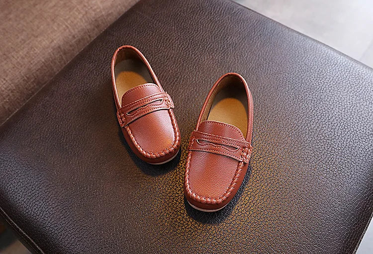 Boys Shoes Spring Autumn Kids Oxfords Boys Slip-on Flats Soft PU Leather Shoes Toddler Black White Loafers For Boy